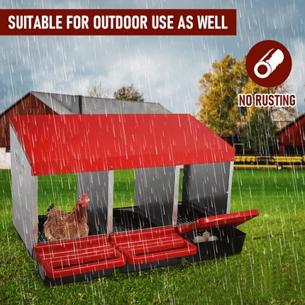Chicken Hen Coop Hutch Nesting Box 3-Hole Roll Away Metal Design 52x47.5x81cm Durable Indoor Outdoor Laying Box with Easy Access Ventilation.