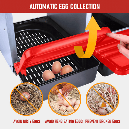 Chicken Hen Coop Hutch Nesting Box 3-Hole Roll Away Metal Design 52x47.5x81cm Durable Indoor Outdoor Laying Box with Easy Access Ventilation.