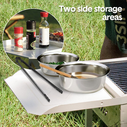 Portable Large Barbecue Charcoal Grill Stove Foldable Kebab Stainless Steel BBQ Grill With 2 Grill Nets 2 Enamel Baking Pans And Tong Outdoor Camping Patio.