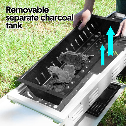 Portable Large Barbecue Charcoal Grill Stove Foldable Kebab Stainless Steel BBQ Grill With 2 Grill Nets 2 Enamel Baking Pans And Tong Outdoor Camping Patio.