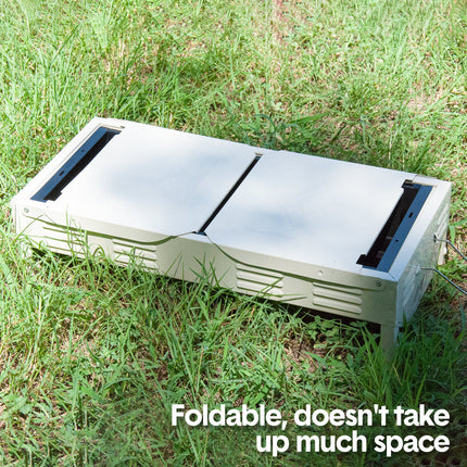 Portable Large Barbecue Charcoal Grill Stove Foldable Kebab Stainless Steel BBQ Grill With 2 Grill Nets 2 Enamel Baking Pans And Tong Outdoor Camping Patio.