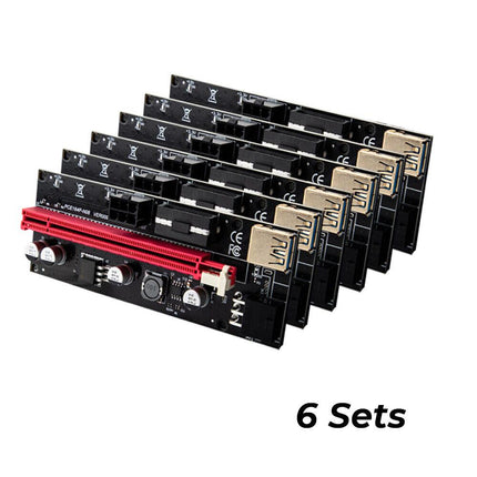 PCIe 1X-16X Riser Extender Kit for Aussie Crypto Miners Gold-Plated Zero Signal Loss 6-Pack Mining Rig with 60cm USB3 Cables Fixed Buckle Stable Power.
