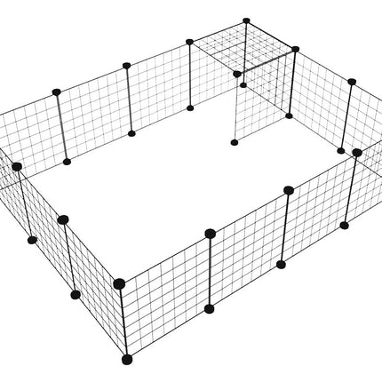 Pet Playpen Foldable Metal Pet Cage Enclosure Puppy Fence 16 Panels with Connection Clips for Small Animal Puppy Rabbit Kitten Turtle Indoor Outdoor Black.