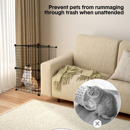 Pet Playpen Foldable Metal Pet Cage Enclosure Puppy Fence 16 Panels with Connection Clips for Small Animal Puppy Rabbit Kitten Turtle Indoor Outdoor Black.