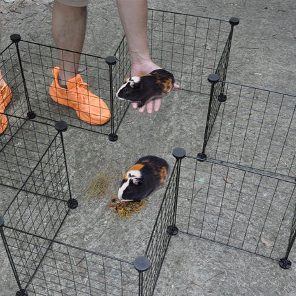 Pet Playpen Foldable Metal Pet Cage Enclosure Puppy Fence 16 Panels with Connection Clips for Small Animal Puppy Rabbit Kitten Turtle Indoor Outdoor Black.