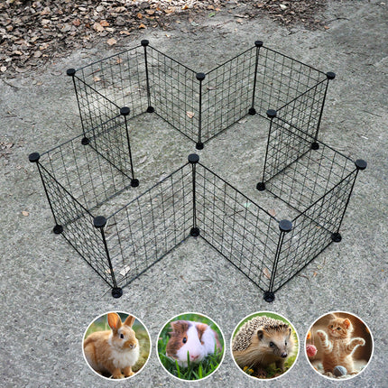 Pet Playpen Foldable Metal Pet Cage Enclosure Puppy Fence 16 Panels with Connection Clips for Small Animal Puppy Rabbit Kitten Turtle Indoor Outdoor Black.
