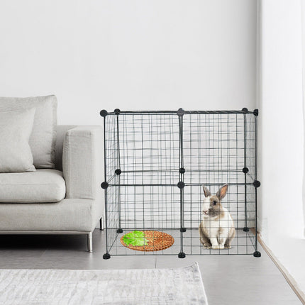 Pet Playpen Foldable Metal Pet Cage Enclosure Puppy Fence 16 Panels with Connection Clips for Small Animal Puppy Rabbit Kitten Turtle Indoor Outdoor Black.