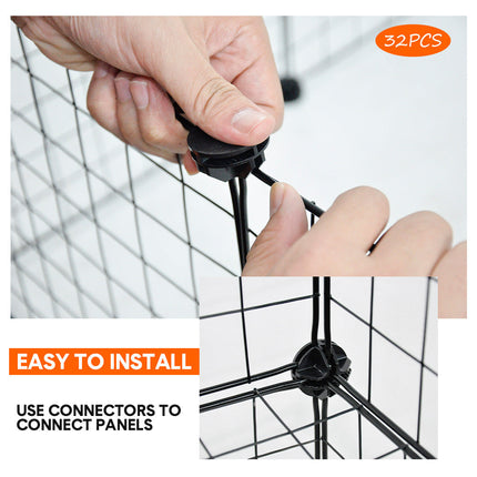 Pet Playpen Foldable Metal Pet Cage Enclosure Puppy Fence 16 Panels with Connection Clips for Small Animal Puppy Rabbit Kitten Turtle Indoor Outdoor Black.