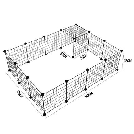 Pet Playpen Foldable Metal Pet Cage Enclosure Puppy Fence 16 Panels with Connection Clips for Small Animal Puppy Rabbit Kitten Turtle Indoor Outdoor Black.
