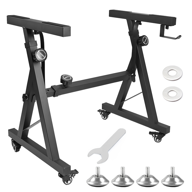 Portable Piano Keyboard Z Stand Heavy-Duty with Wheels Foldable Up to 93CM Heigh.