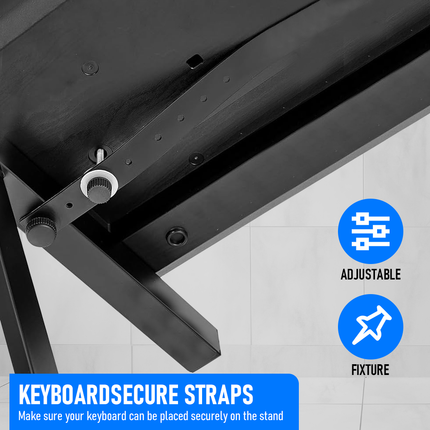 Portable Piano Keyboard Z Stand Heavy-Duty with Wheels Foldable Up to 93CM Heigh.