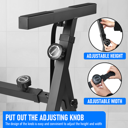 Portable Piano Keyboard Z Stand Heavy-Duty with Wheels Foldable Up to 93CM Heigh.