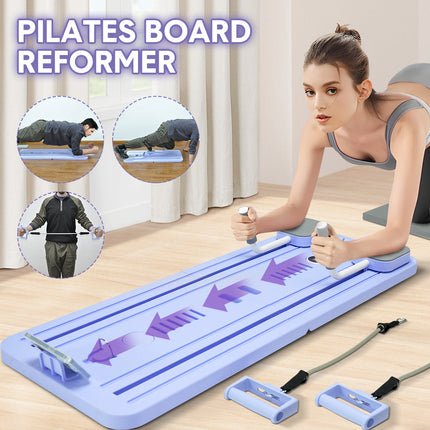 Foldable Pilates Board Reformer 4 in 1 Multifunctional Core Exercise Set Ab Trainer with Timer and Phone Stand for Indoor Outdoor Full Body Fitness Home.