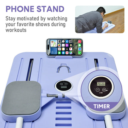 Foldable Pilates Board Reformer 4 in 1 Multifunctional Core Exercise Set Ab Trainer with Timer and Phone Stand for Indoor Outdoor Full Body Fitness Home.