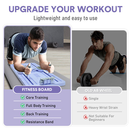 Foldable Pilates Board Reformer 4 in 1 Multifunctional Core Exercise Set Ab Trainer with Timer and Phone Stand for Indoor Outdoor Full Body Fitness Home.