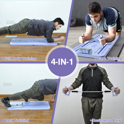 Foldable Pilates Board Reformer 4 in 1 Multifunctional Core Exercise Set Ab Trainer with Timer and Phone Stand for Indoor Outdoor Full Body Fitness Home.