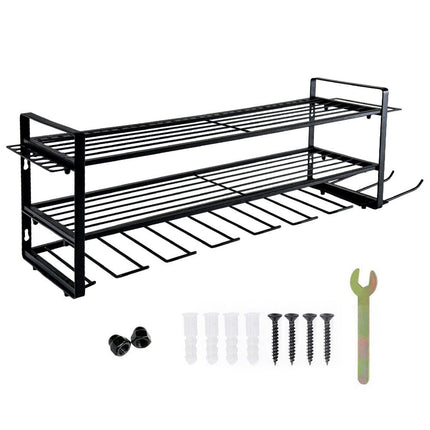Power Tool Organizer Wall Mount 7 Drill Holder 3 Layer Heavy Duty Metal for Drill Plier Hammer Rack Suitable for Workshop Garage.