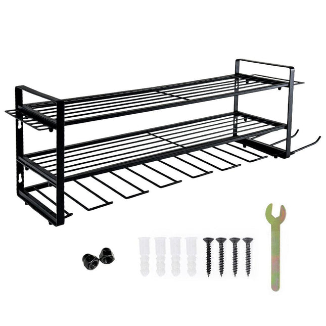 Power Tool Organizer Wall Mount 7 Drill Holder 3 Layer Heavy Duty Metal for Drill Plier Hammer Rack Suitable for Workshop Garage.