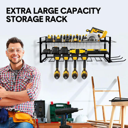 Power Tool Organizer Wall Mount 7 Drill Holder 3 Layer Heavy Duty Metal for Drill Plier Hammer Rack Suitable for Workshop Garage.