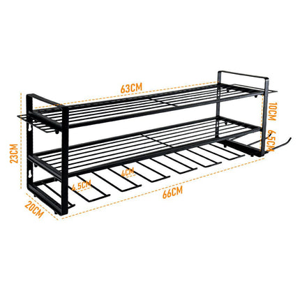 Power Tool Organizer Wall Mount 7 Drill Holder 3 Layer Heavy Duty Metal for Drill Plier Hammer Rack Suitable for Workshop Garage.