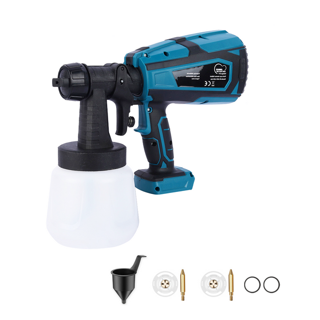 1400ml Cordless High Pressure Spray Gun Flow Adjustable Spray Gun Paint Sprayer Home Interior Exterior With 2 Nozzles For Makita 21V Battery-Skin Only.