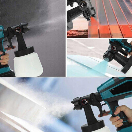 1400ml Cordless High Pressure Spray Gun Flow Adjustable Spray Gun Paint Sprayer Home Interior Exterior With 2 Nozzles For Makita 21V Battery-Skin Only.