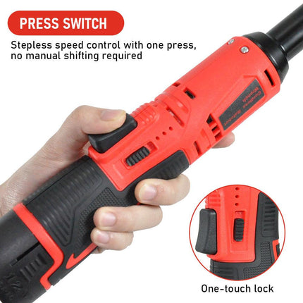 Cordless Electric Ratchet Wrench Set 12V Power Electric Ratchet Wrench 3/8inch 400 RPM Variable Speed with Sockets Two 2000mAh Batteries and Charger.