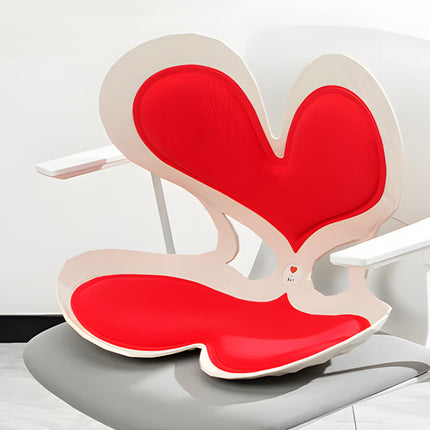 BKT Cushion Portable Ergonomic Lower Back Seat Lumbar Support Chair Posture Correction Max Load 110kg for Home Office Chair and Floor Seat Red Heart Design.