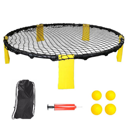 Portable Outdoor Spikeball Roundnet Game Set Team Beach Ball Game Bouncer Toy with Carrying Bag Net and 3 Balls Played Indoor Outdoor Lawn Beach Tailgating.