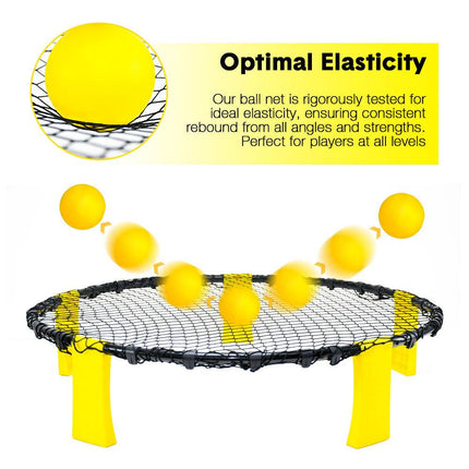 Portable Outdoor Spikeball Roundnet Game Set Team Beach Ball Game Bouncer Toy with Carrying Bag Net and 3 Balls Played Indoor Outdoor Lawn Beach Tailgating.