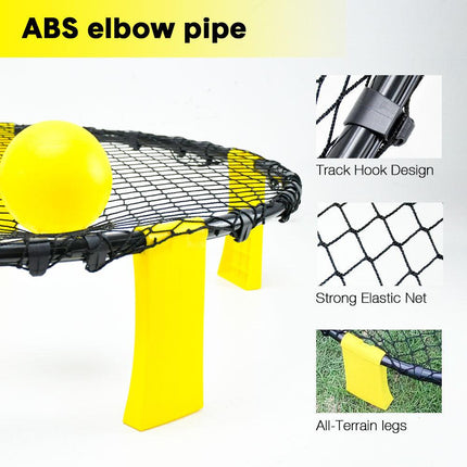 Portable Outdoor Spikeball Roundnet Game Set Team Beach Ball Game Bouncer Toy with Carrying Bag Net and 3 Balls Played Indoor Outdoor Lawn Beach Tailgating.