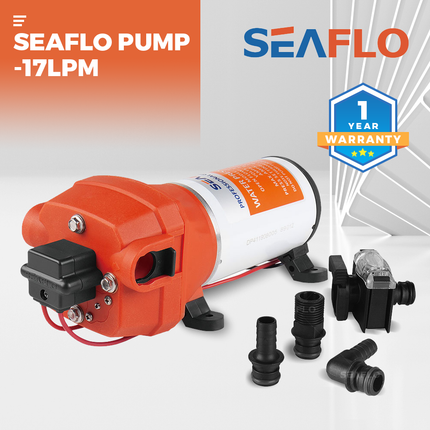 SEAFLO 12V Water Pump Pressure Diaphragm Self Priming Pump 4.5Gallons Per Min 17LPM 40PSI Water Booster for Caravan Motorhome Camper Trailer Boat Yacht.