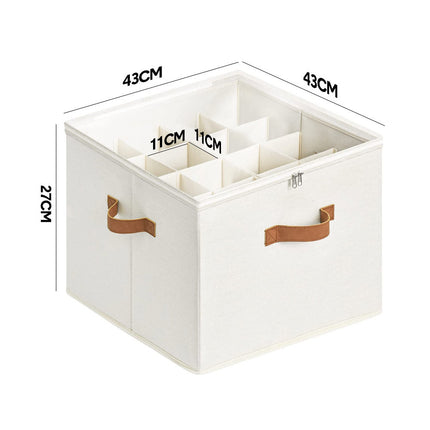 2 Pack Shoe Organizer Zipper Clear Lid Fabric Shoe Storage Box Space Saving Beige Shoe Holder for Closet and Adjustable Dividers Fits up to 16 Pairs.