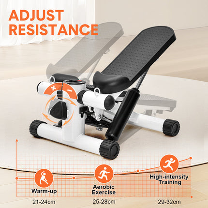 Mini Stepper Home Office Stair Stepper Machine with Resistance Bands and LCD Monitor for Full Body Workout Cardio Exercises Calves Trainer Calf Stretch.
