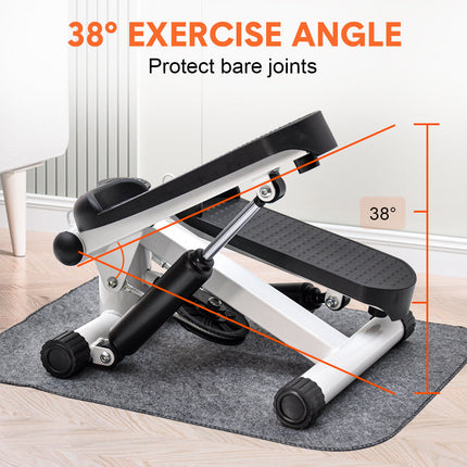 Mini Stepper Home Office Stair Stepper Machine with Resistance Bands and LCD Monitor for Full Body Workout Cardio Exercises Calves Trainer Calf Stretch.