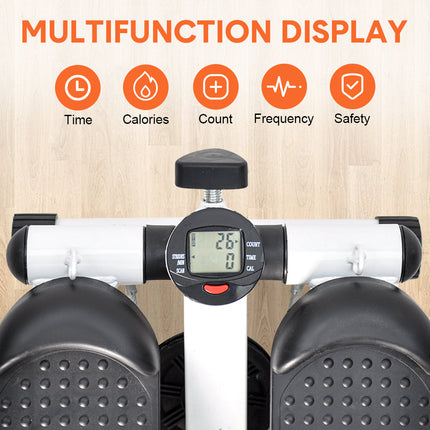 Mini Stepper Home Office Stair Stepper Machine with Resistance Bands and LCD Monitor for Full Body Workout Cardio Exercises Calves Trainer Calf Stretch.