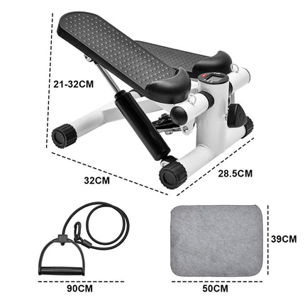 Mini Stepper Home Office Stair Stepper Machine with Resistance Bands and LCD Monitor for Full Body Workout Cardio Exercises Calves Trainer Calf Stretch.