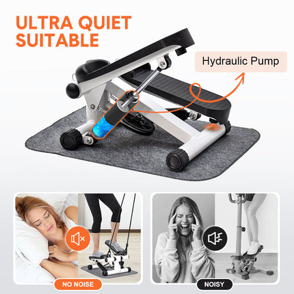 Mini Stepper Home Office Stair Stepper Machine with Resistance Bands and LCD Monitor for Full Body Workout Cardio Exercises Calves Trainer Calf Stretch.