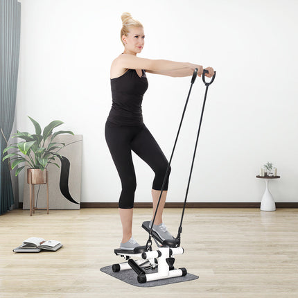 Mini Stepper Home Office Stair Stepper Machine with Resistance Bands and LCD Monitor for Full Body Workout Cardio Exercises Calves Trainer Calf Stretch.
