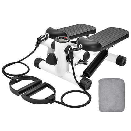 Mini Stepper Home Office Stair Stepper Machine with Resistance Bands and LCD Monitor for Full Body Workout Cardio Exercises Calves Trainer Calf Stretch.