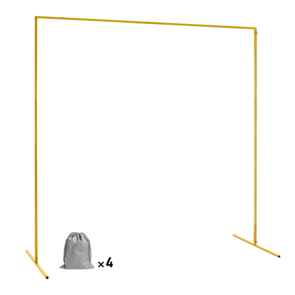 Golden Square Wedding Arch Adjustable 1M-2M Flower Rack Backdrop Stand Balloon Arch Stand for Wedding Birthday Party Garden Ceremony Decoration.