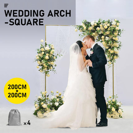 Golden Square Wedding Arch Adjustable 1M-2M Flower Rack Backdrop Stand Balloon Arch Stand for Wedding Birthday Party Garden Ceremony Decoration.