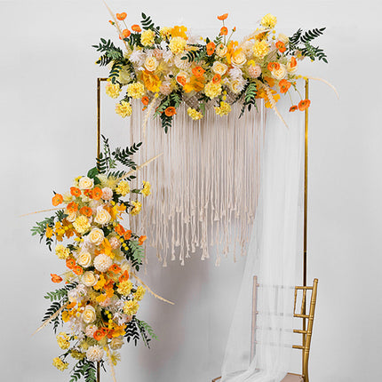 Golden Square Wedding Arch Adjustable 1M-2M Flower Rack Backdrop Stand Balloon Arch Stand for Wedding Birthday Party Garden Ceremony Decoration.