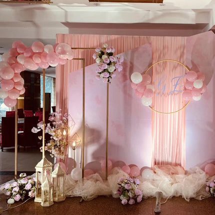 Golden Square Wedding Arch Adjustable 1M-2M Flower Rack Backdrop Stand Balloon Arch Stand for Wedding Birthday Party Garden Ceremony Decoration.