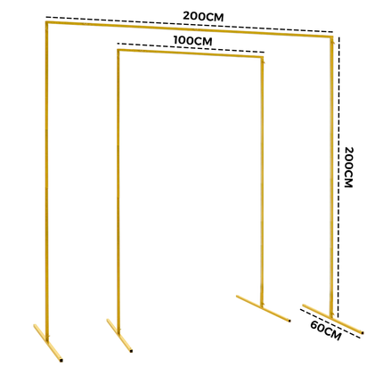 Golden Square Wedding Arch Adjustable 1M-2M Flower Rack Backdrop Stand Balloon Arch Stand for Wedding Birthday Party Garden Ceremony Decoration.