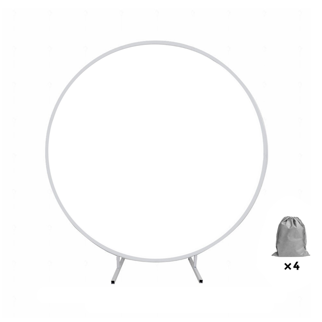 2M White Wedding Hoop Arch Metal Flower Ring Display Frame Balloon Circle Rack Backdrop for Wedding Birthday Party Garden Ceremony Decoration.