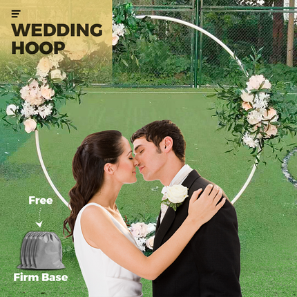 2M White Wedding Hoop Arch Metal Flower Ring Display Frame Balloon Circle Rack Backdrop for Wedding Birthday Party Garden Ceremony Decoration.