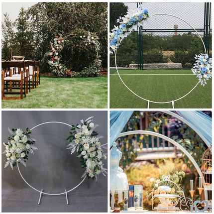 2M White Wedding Hoop Arch Metal Flower Ring Display Frame Balloon Circle Rack Backdrop for Wedding Birthday Party Garden Ceremony Decoration.