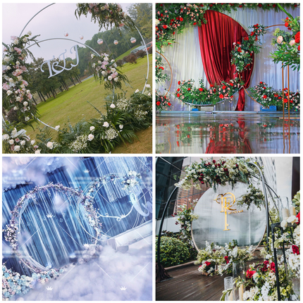 2M White Wedding Hoop Arch Metal Flower Ring Display Frame Balloon Circle Rack Backdrop for Wedding Birthday Party Garden Ceremony Decoration.