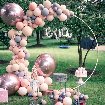 2M White Wedding Hoop Arch Metal Flower Ring Display Frame Balloon Circle Rack Backdrop for Wedding Birthday Party Garden Ceremony Decoration.